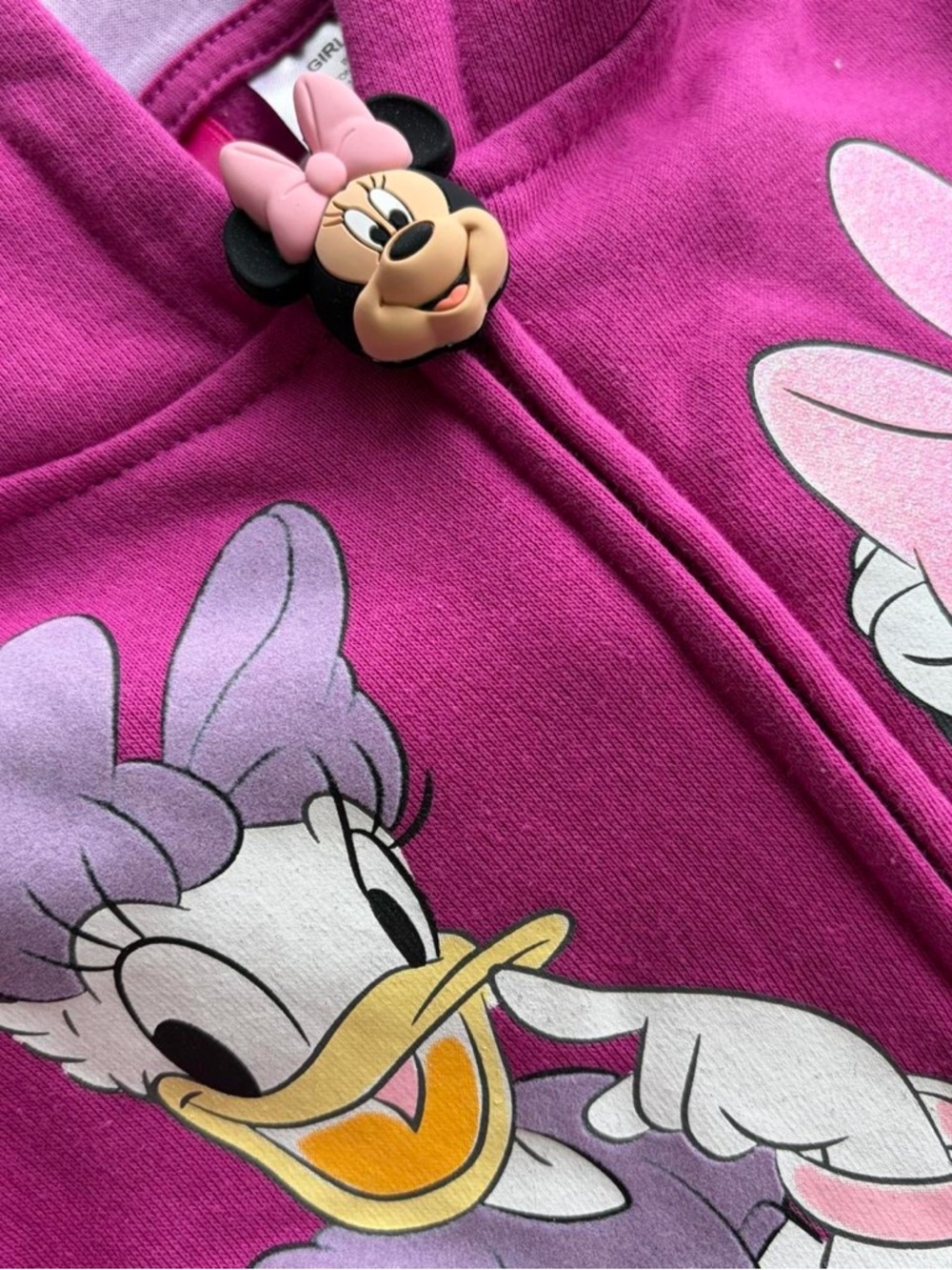 NWT Disney Girls Fuchsia Minnie & Daisy Zip Hoodie Size 5 - Picture 4 of 6